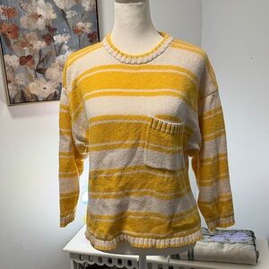 Striped Yellow and Cream Crew Neck Sweater
